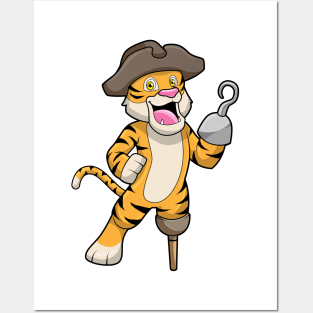 Tiger as Pirate with Wooden leg & Hooked hand Posters and Art